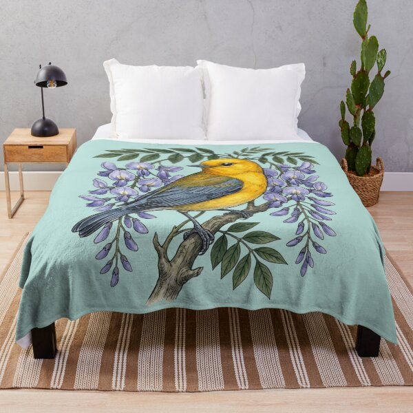 Item preview, Prothonotary Warbler with Wisteria Blossoms designed and sold by BirdsnStuff.