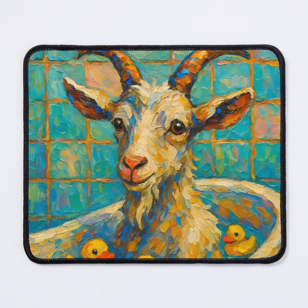 Item preview, Abstract Painting of Whimsical Goat Bath | Cute Playful Goat Illustration | Colorful Modern Farmhouse Bathroom Wall Art Print designed and sold by PaintedPixels01.