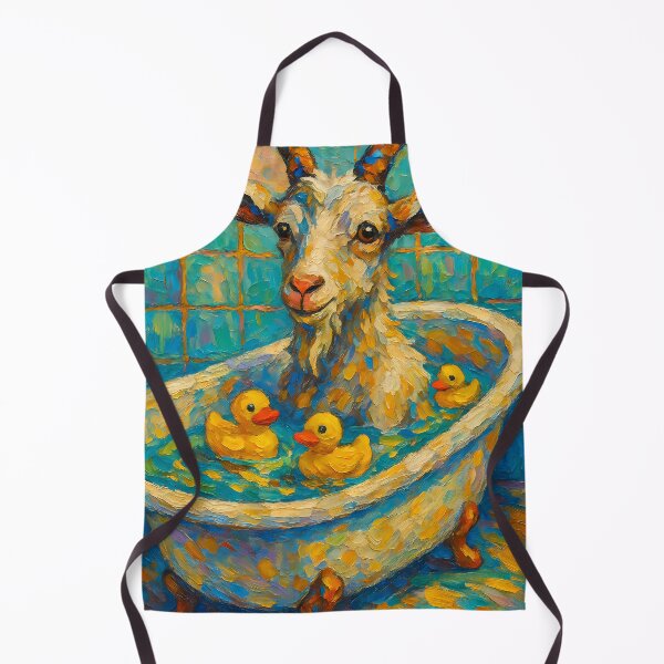 Item preview, Abstract Painting of Whimsical Goat Bath | Cute Playful Goat Illustration | Colorful Modern Farmhouse Bathroom Wall Art Print designed and sold by PaintedPixels01.