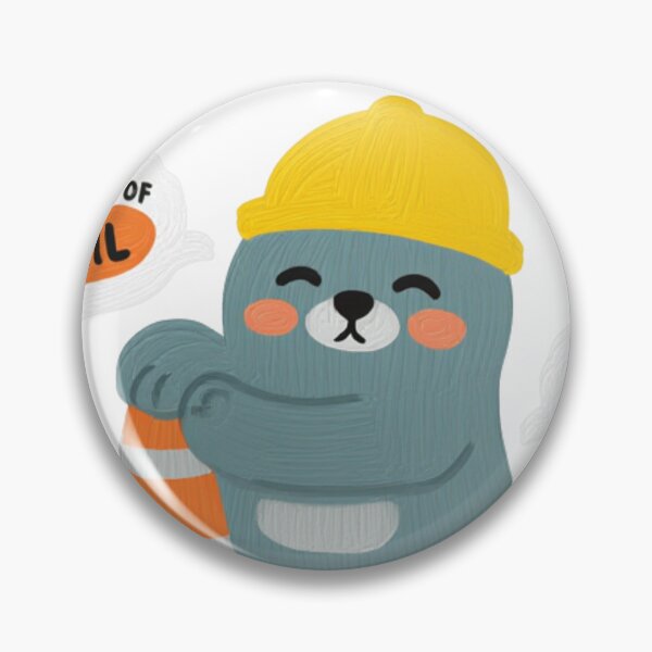 Item preview, Cute Neil the Seal with Traffic Cone Textured Oil Painting designed and sold by The Emoji Vibe.