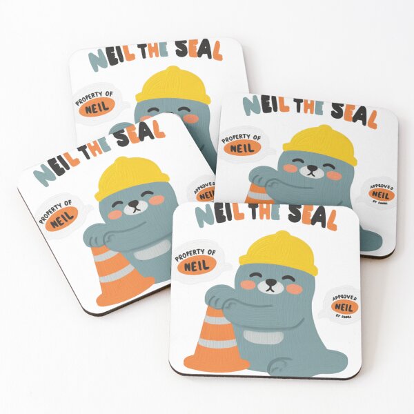 Item preview, Cute Neil the Seal with Traffic Cone Textured Oil Painting designed and sold by The Emoji Vibe.