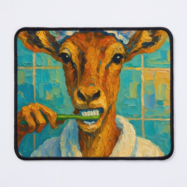 Item preview, Abstract Impasto Painting of Whimsical Antelope Bathroom | Cute Playful Antelope Illustration | Colorful Modern Kids Bathroom Wall Art Print designed and sold by PaintedPixels01.