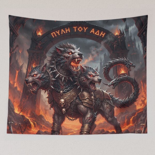 Item preview, B Cerberus Three Headed Hellhound Gates Of Hades designed and sold by ART ATTACK ZONE.