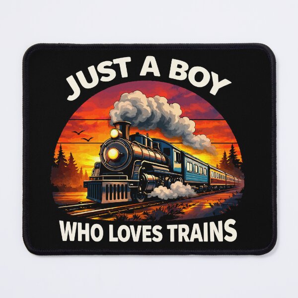 Item preview, Just A Boy Who Loves Trains - Vintage Retro Steam Locomotive Train Art designed and sold by BendyBeasts.