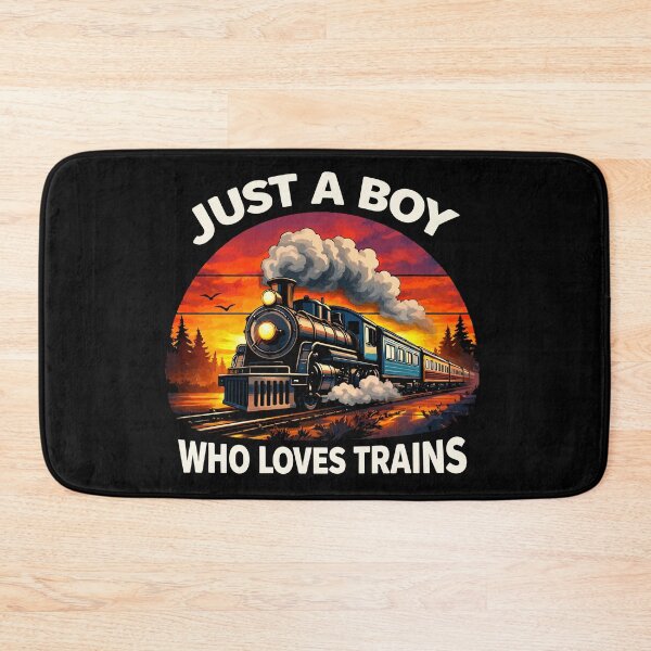 Item preview, Just A Boy Who Loves Trains - Vintage Retro Steam Locomotive Train Art designed and sold by BendyBeasts.
