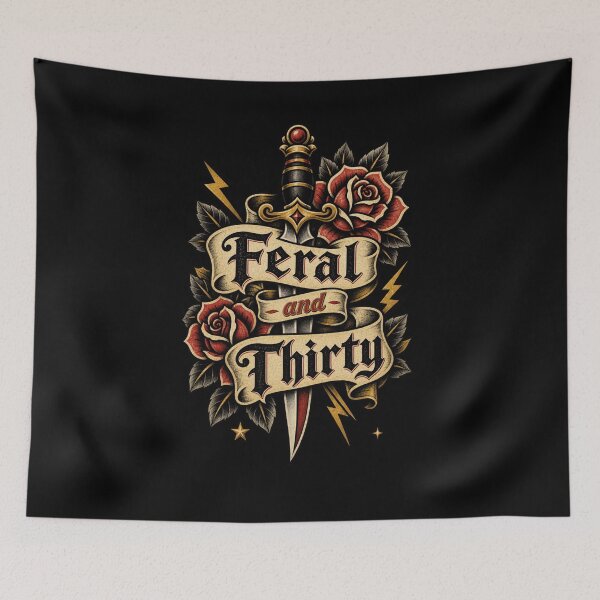 Item preview, Feral and Thirty Traditional Tattoo Dagger Roses designed and sold by snowry.