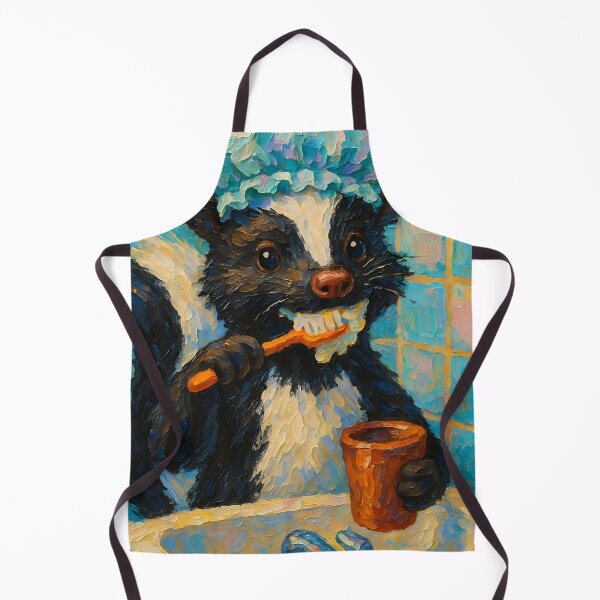 Item preview, Abstract Impasto Painting of Whimsical Skunk Bathroom Scene | Cute Playful Skunk Illustration | Colorful Modern Kids Bathroom Wall Art Print designed and sold by PaintedPixels01.