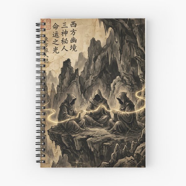 Item preview, The Three Fates of the Western Cave Sumi-e Ink Wash designed and sold by DuckOddity.