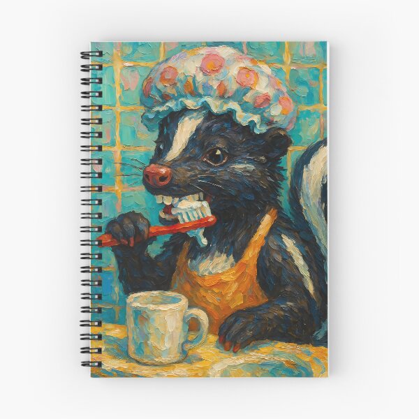 Item preview, Abstract Impasto Painting of Whimsical Skunk Bathroom Scene | Cute Playful Skunk Illustration | Colorful Modern Kids Bathroom Wall Art Print designed and sold by PaintedPixels01.