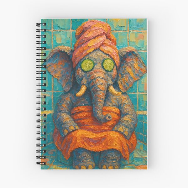 Item preview, Abstract Impasto Painting of Elephant Spa Retreat | Whimsical Cute Elephant Illustration | Colorful Modern Self-Care Animal Wall Art Print designed and sold by PaintedPixels01.