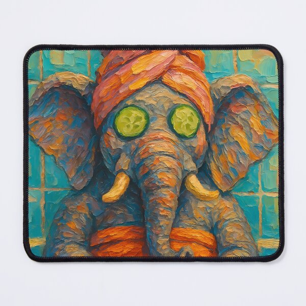 Item preview, Abstract Impasto Painting of Elephant Spa Retreat | Whimsical Cute Elephant Illustration | Colorful Modern Self-Care Animal Wall Art Print designed and sold by PaintedPixels01.