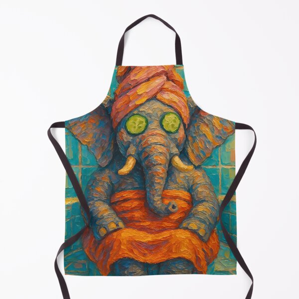 Item preview, Abstract Impasto Painting of Elephant Spa Retreat | Whimsical Cute Elephant Illustration | Colorful Modern Self-Care Animal Wall Art Print designed and sold by PaintedPixels01.