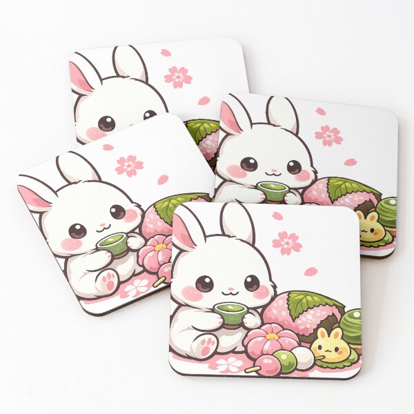 Item preview, Kawaii Rabbit Matcha & Wagashi Sticker | Japanese Tea Time Anime Art designed and sold by kawaii animal store (in Japan).