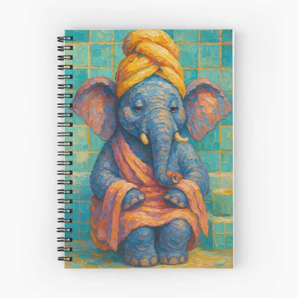 Item preview, Abstract Impasto Painting of Elephant Spa Retreat | Whimsical Cute Elephant Illustration | Colorful Modern Self-Care Animal Wall Art Print designed and sold by PaintedPixels01.