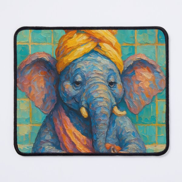 Item preview, Abstract Impasto Painting of Elephant Spa Retreat | Whimsical Cute Elephant Illustration | Colorful Modern Self-Care Animal Wall Art Print designed and sold by PaintedPixels01.
