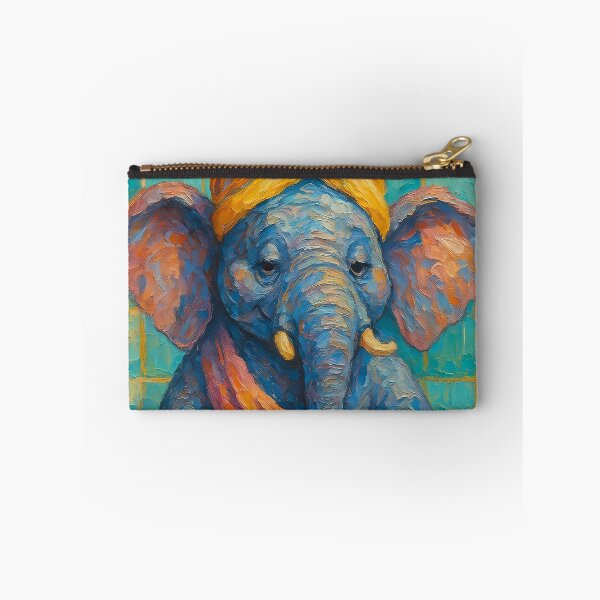 Item preview, Abstract Impasto Painting of Elephant Spa Retreat | Whimsical Cute Elephant Illustration | Colorful Modern Self-Care Animal Wall Art Print designed and sold by PaintedPixels01.