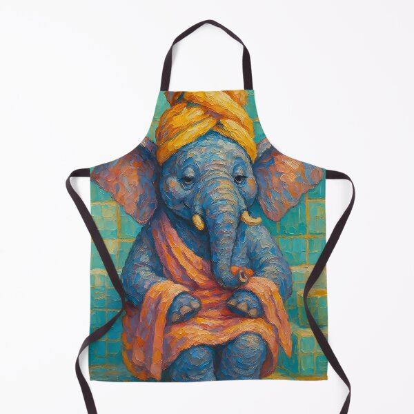 Item preview, Abstract Impasto Painting of Elephant Spa Retreat | Whimsical Cute Elephant Illustration | Colorful Modern Self-Care Animal Wall Art Print designed and sold by PaintedPixels01.