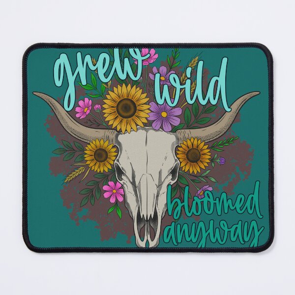 Item preview, Grew Wild, Bloomed Anyway Boho Longhorn Skull Wildflower Design designed and sold by Ink & Kind Studio.