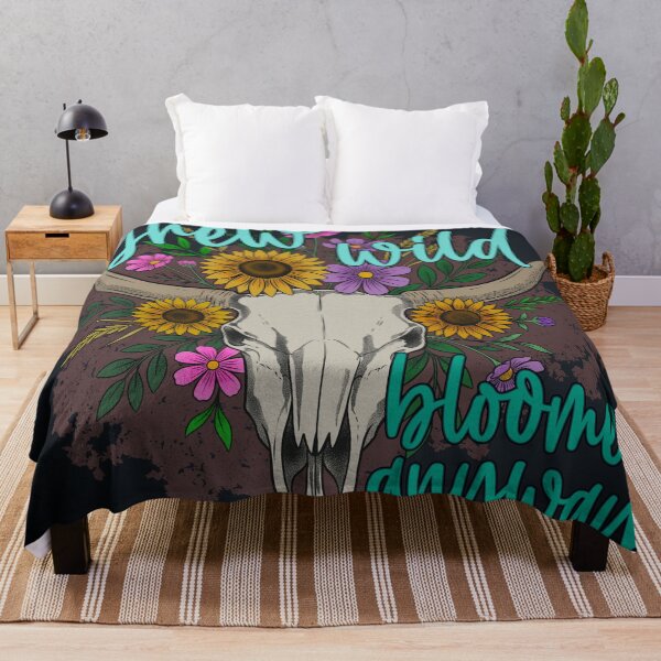 Item preview, Grew Wild, Bloomed Anyway Boho Longhorn Skull Wildflower Design designed and sold by Ink & Kind Studio.