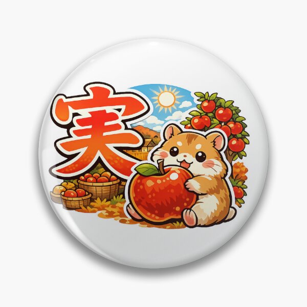 Item preview, Kanji “Mi” (実) Hamster Apple Orchard Sticker | Japanese Autumn Kawaii Animal Vector designed and sold by kawaii animal store (in Japan).