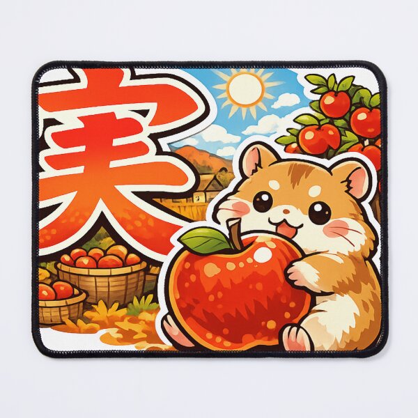 Item preview, Kanji “Mi” (実) Hamster Apple Orchard Sticker | Japanese Autumn Kawaii Animal Vector designed and sold by kawaii animal store (in Japan).