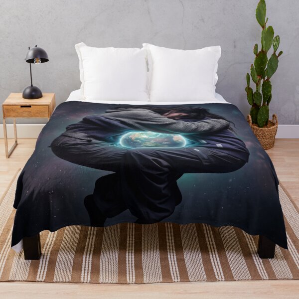 Aperçu de l'œuvre Sleeping Cosmic Figure Embracing Glowing Planet in Darkness créée et vendue par ASTRAL ART LAB.