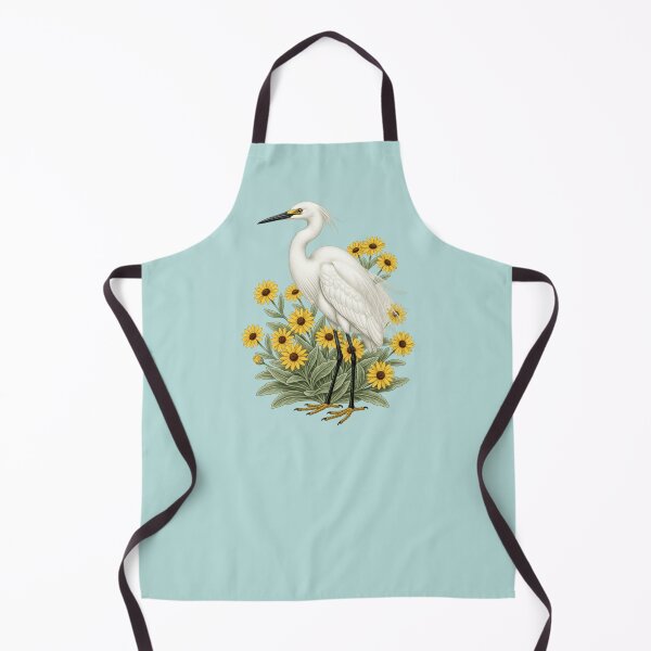 Item preview, Snowy Egret with Yellow Wildflowers Wildlife Nature designed and sold by BirdsnStuff.
