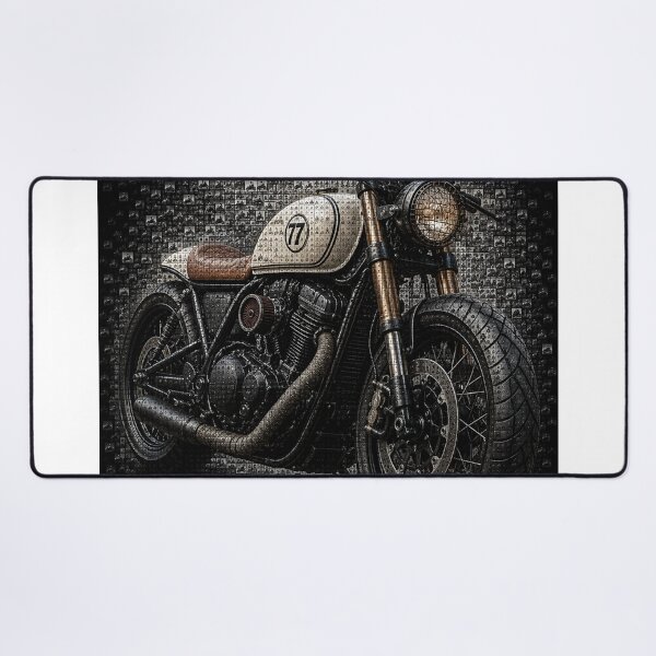 Item preview, Black Custom Motorcycle in 3D Micro Mosaic Art designed and sold by JcAbstractArt.