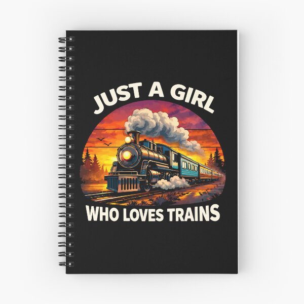 Item preview, Just A Girl Who Loves Trains - Vintage Retro Steam Locomotive Train Art designed and sold by BendyBeasts.