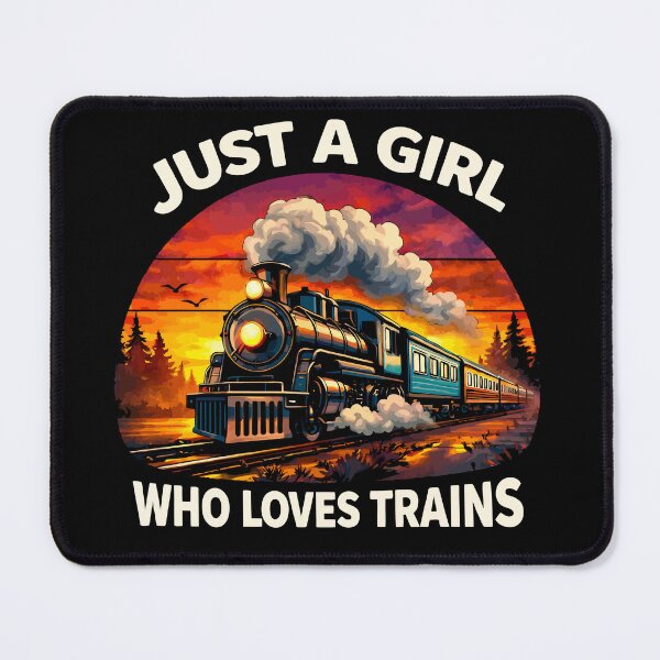 Item preview, Just A Girl Who Loves Trains - Vintage Retro Steam Locomotive Train Art designed and sold by BendyBeasts.