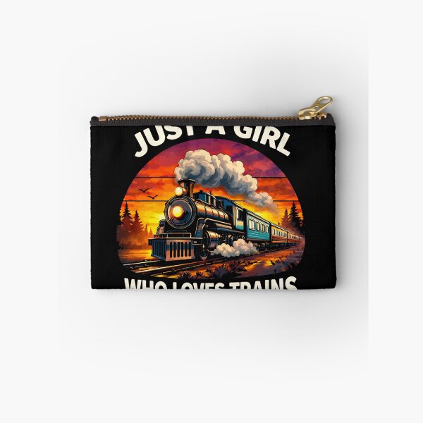 Item preview, Just A Girl Who Loves Trains - Vintage Retro Steam Locomotive Train Art designed and sold by BendyBeasts.