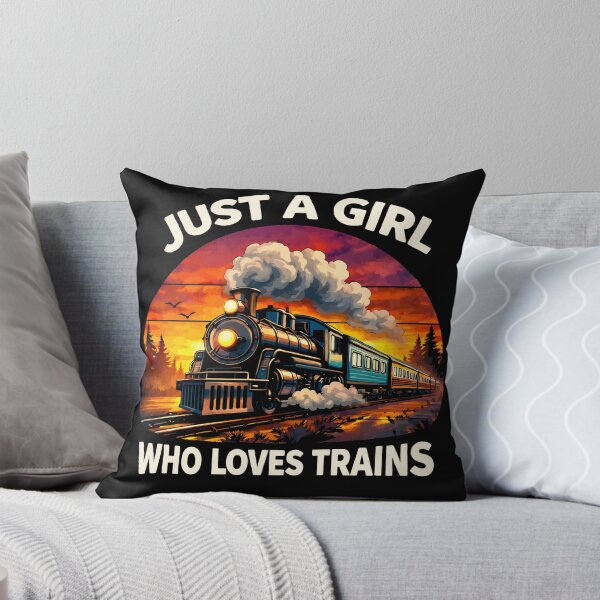 Item preview, Just A Girl Who Loves Trains - Vintage Retro Steam Locomotive Train Art designed and sold by BendyBeasts.