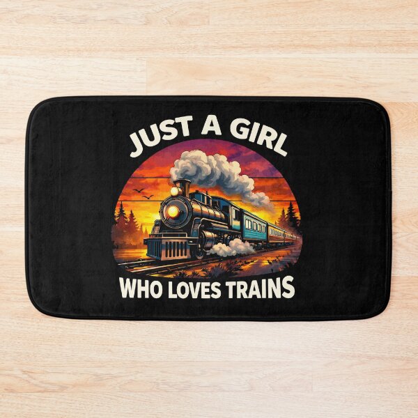 Item preview, Just A Girl Who Loves Trains - Vintage Retro Steam Locomotive Train Art designed and sold by BendyBeasts.