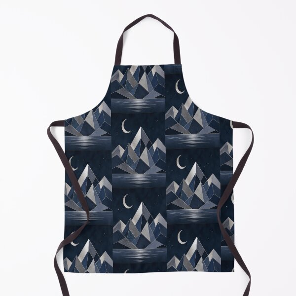 Item preview, Cool Indigo Blue Geometric Mountain Peak Crescent Moon Landscape designed and sold by Gameshalah's Designs Hub.