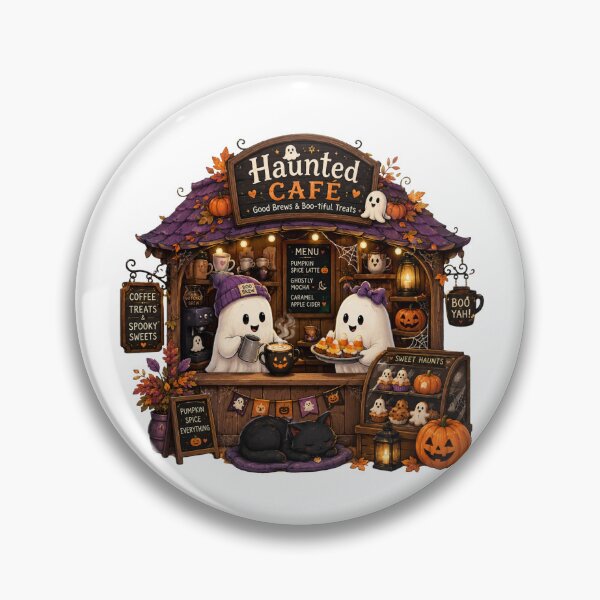 Item preview, Haunted Café | Cute Ghost Coffee Shop | Cozy Halloween Pumpkin Spice Art designed and sold by MrDev.