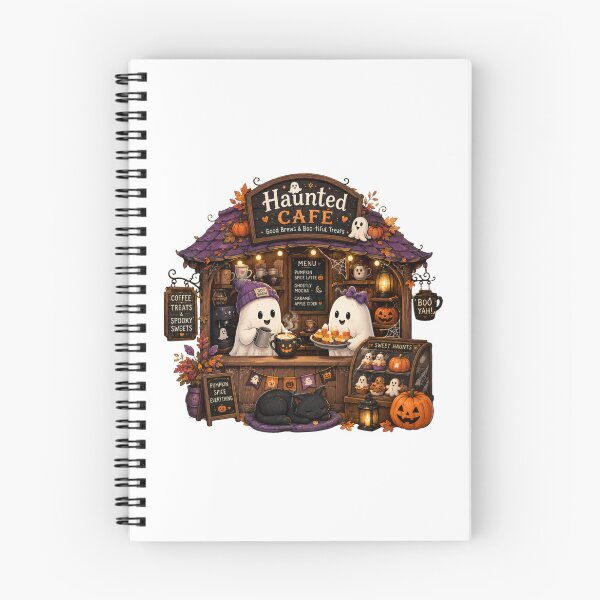Item preview, Haunted Café | Cute Ghost Coffee Shop | Cozy Halloween Pumpkin Spice Art designed and sold by MrDev.