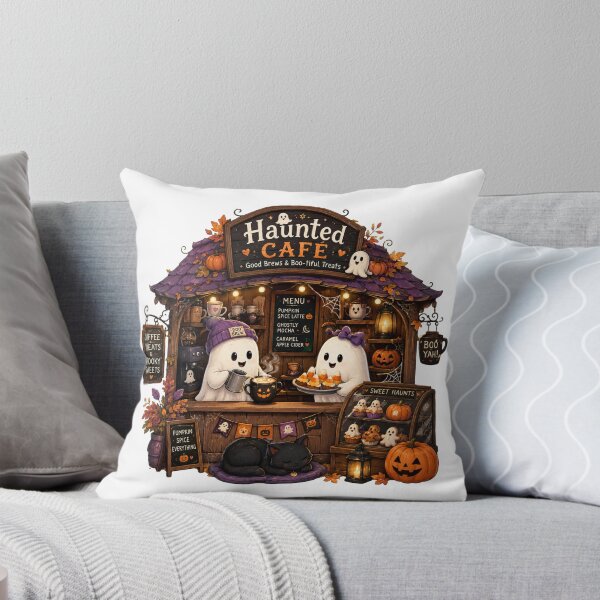 Item preview, Haunted Café | Cute Ghost Coffee Shop | Cozy Halloween Pumpkin Spice Art designed and sold by MrDev.