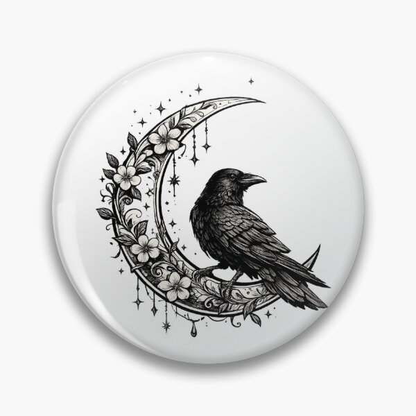 Item preview, Moonlit Raven | Gothic Crescent Moon | Dark Botanical Raven Art designed and sold by MrDev.