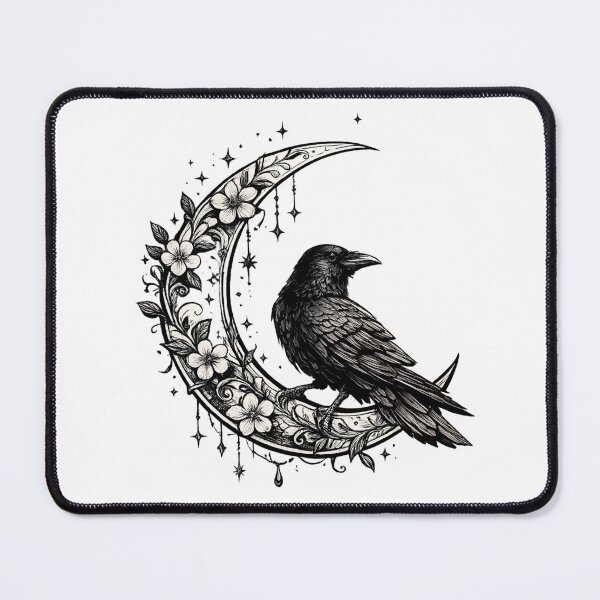 Item preview, Moonlit Raven | Gothic Crescent Moon | Dark Botanical Raven Art designed and sold by MrDev.