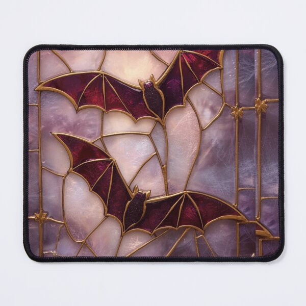 Item preview, Golden bats in magical purple Gothic stained glass designed and sold by BriSher.