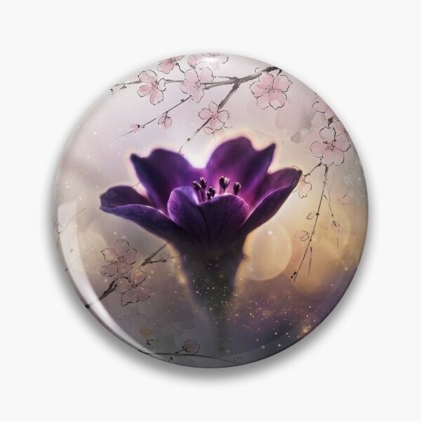 Item preview, Zen Gothic Glowing Purple Sakura Watercolor designed and sold by WitchyBotanicaArt.