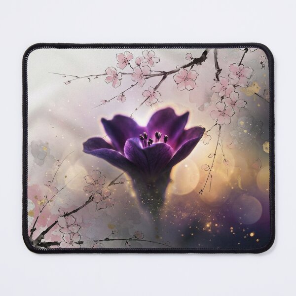 Item preview, Zen Gothic Glowing Purple Sakura Watercolor designed and sold by WitchyBotanicaArt.