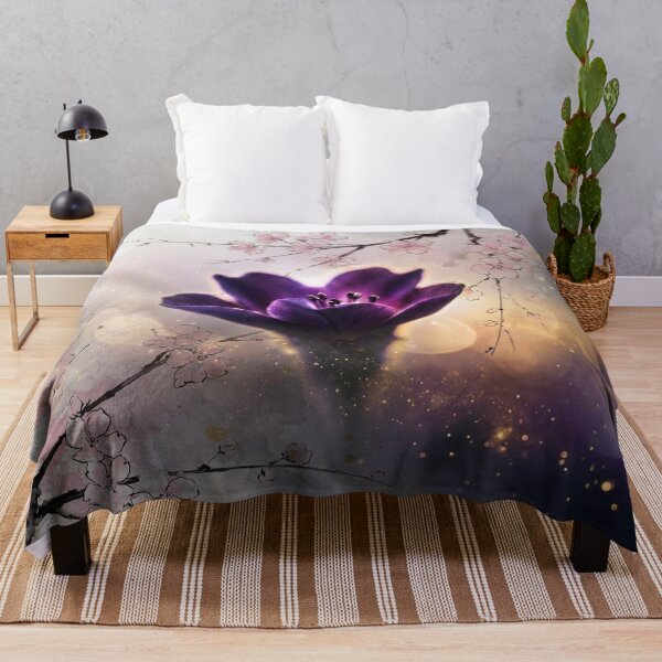 Item preview, Zen Gothic Glowing Purple Sakura Watercolor designed and sold by WitchyBotanicaArt.