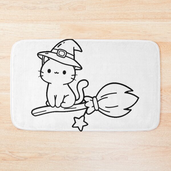 Item preview, Cute Witch Cat on Broom designed and sold by Mystic & Celestial Art.