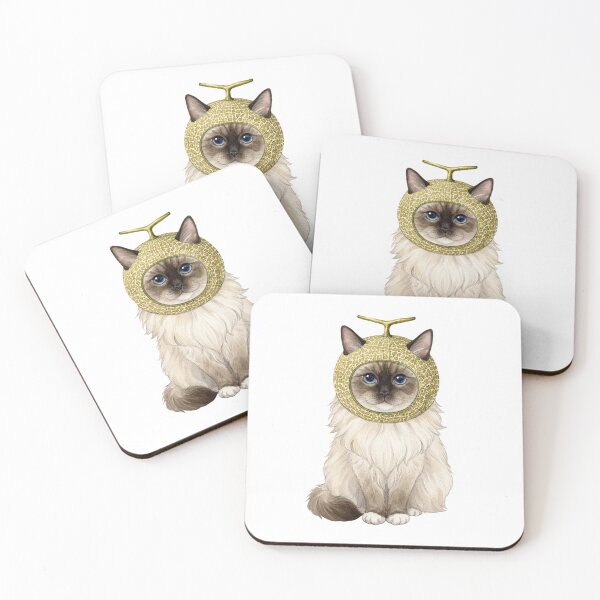 Item preview, Cute Ragdoll Cat Wearing A Melon Hat - Whimsical Watercolor Meme Art designed and sold by Minuet-Misha.