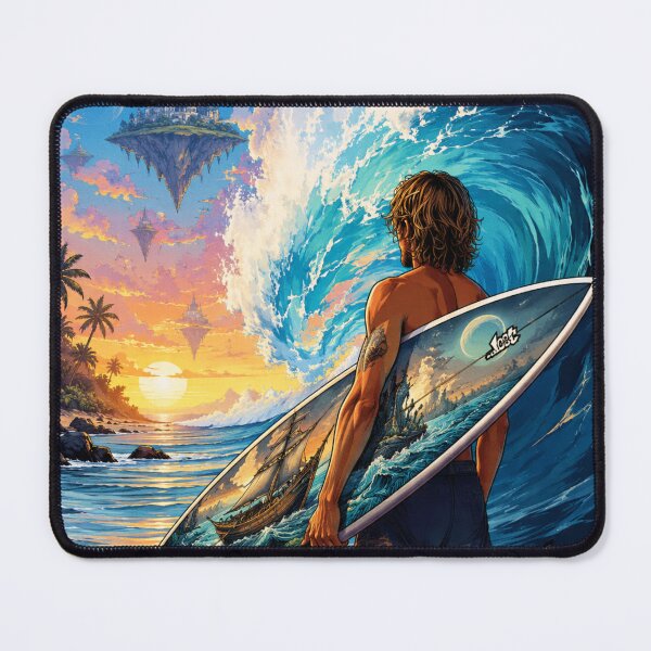 Item preview, Surfer Watching Mystical Floating Sky Islands designed and sold by JMAVILA ART.