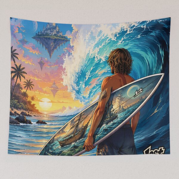 Item preview, Surfer Watching Mystical Floating Sky Islands designed and sold by JMAVILA ART.
