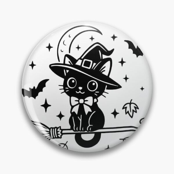 Item preview, Cute Black Witch Cat on Broom designed and sold by Mystic & Celestial Art.