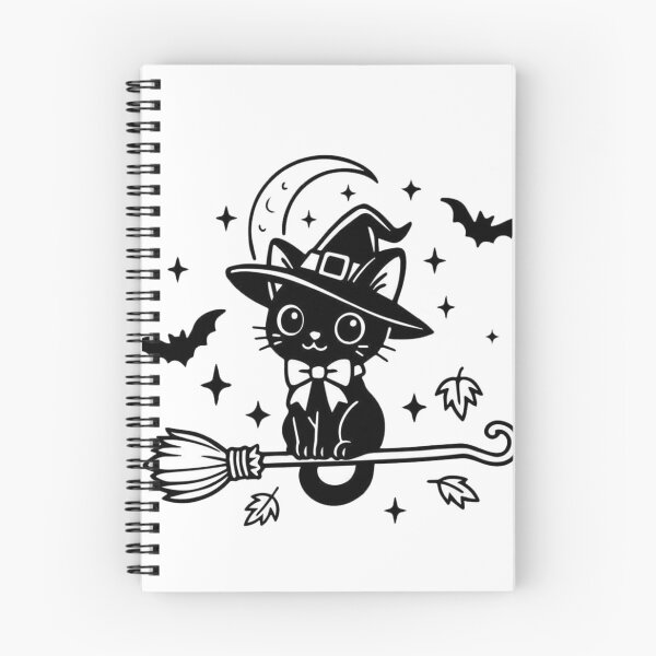 Item preview, Cute Black Witch Cat on Broom designed and sold by Mystic & Celestial Art.