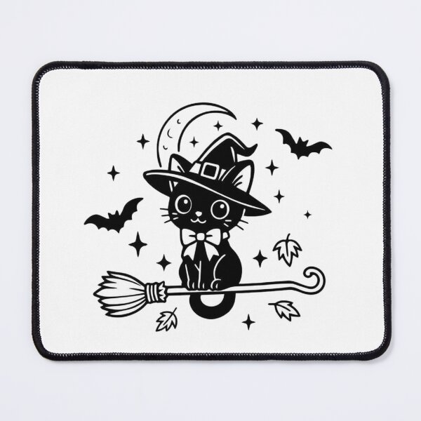 Item preview, Cute Black Witch Cat on Broom designed and sold by Mystic & Celestial Art.